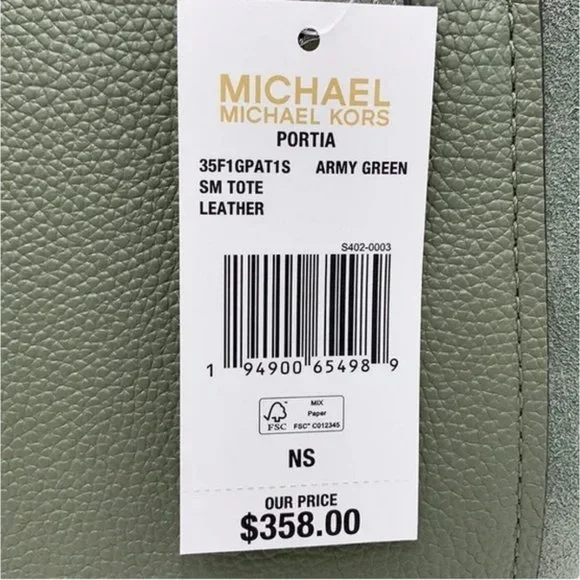 Michael Kors Portia Small Bucket Tote in Army Green color - Picture 13 of 13